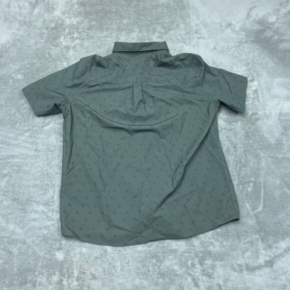 Voyager Mens M Green Printed Button-Up Shirt Short Sleeve a0437 - Picture 6 of 7